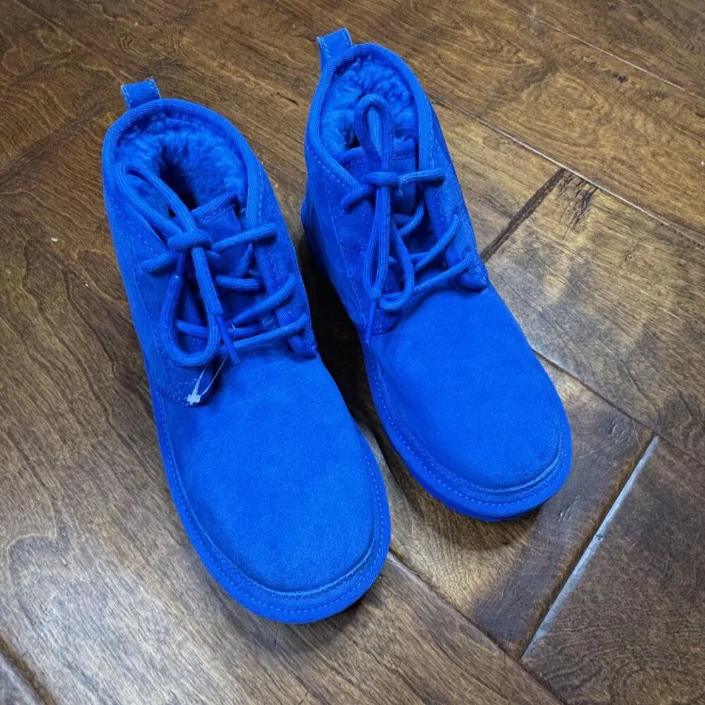 UGG Neumel Chukka Boots Youth Size 3 Blue Suede Wool Lined Treadlite‎ 1017320K